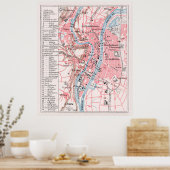 ヴィンテージリヨンの地図（1900年） ポスター (キッチン)