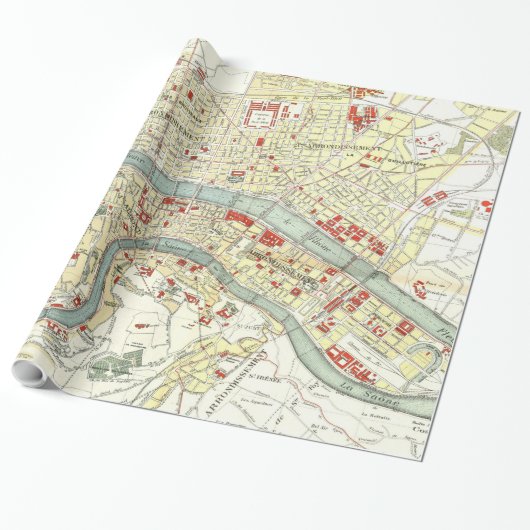ヴィンテージリヨンの地図（1900年） ラッピングペーパー (アンロールド)