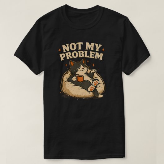 ヴィンテージリラックス コーヒー 猫 デザイン Tシャツ (デザイン正面)