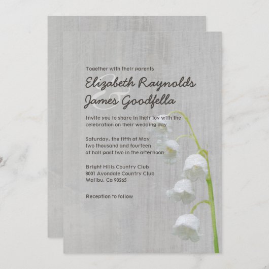 ヴィンテージリリーオブザバレー結婚式招待状 招待状 (正面/裏面)