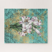 ヴィンテージリリーオンアクアエフエメラ ジグソーパズル (横)