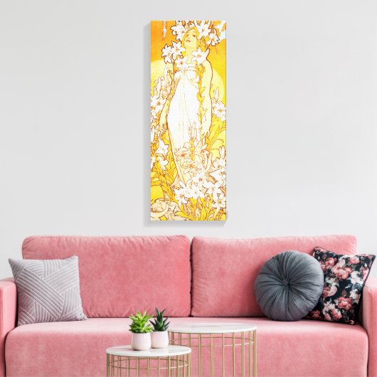 ヴィンテージリリーバイアルフォンスミュシャ キャンバスプリント (インサイチュ (リビング))