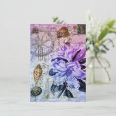 ヴィンテージリリーフローラビーチ結婚式ブライダルシャワー 招待状 (スタンド正面)