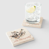 ヴィンテージリリーフローラレトログラム ストーンコースター (横)