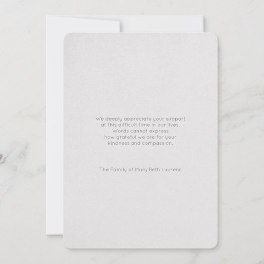 ヴィンテージリリー悔やみや弔慰メモリアル写真 サンキューカード (裏面)