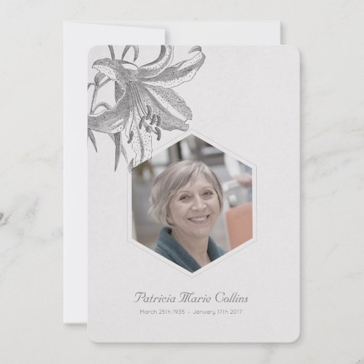 ヴィンテージリリー悔やみや弔慰メモリアル写真 サンキューカード (正面)