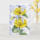 ヴィンテージリリー花の模様イースターカード カード (黄色い花)