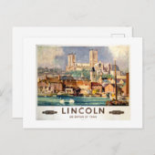 ヴィンテージリンカーン大聖堂英国鉄道旅行 ポストカード (正面/裏面)