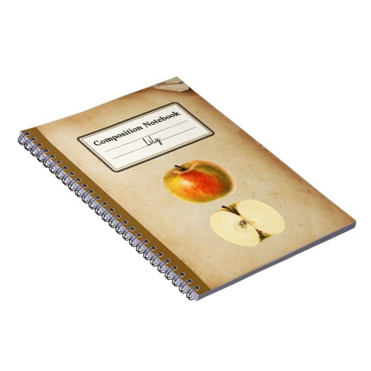 ヴィンテージリンゴとハーフパーソナライズされたコン ノートブック (右側)