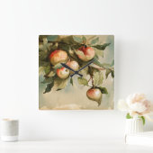 ヴィンテージリンゴの枝 スクエア壁時計 (ホーム)