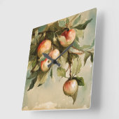 ヴィンテージリンゴの枝 スクエア壁時計 (傾斜)