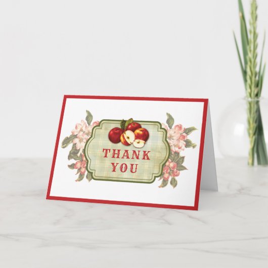 ヴィンテージリンゴ折り曲げサンキューカード サンキューカード (正面)