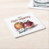 ヴィンテージリンゴ花と果樹栽培者 スクエアペーパーコースター (アングル)