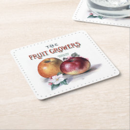 ヴィンテージリンゴ花と果樹栽培者 スクエアペーパーコースター