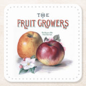 ヴィンテージリンゴ花と果樹栽培者 スクエアペーパーコースター (正面)