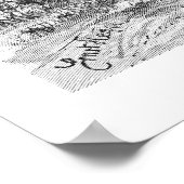 ヴィンテージリンデンツリーブラックアンドホワイトアンティークプリント ポスター (角)