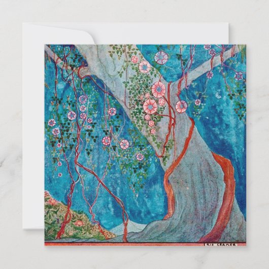 ヴィンテージリークラマーイラストレーションフォレストバイナイト サンキューカード (正面)