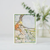 ヴィンテージリークラマーイラストレーションマーメイドアンドボーイ ポストカード (スタンド正面)