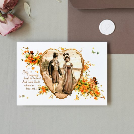 ヴィンテージリージェンシーカップルバレンタインデー シーズンポストカード