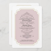 ヴィンテージリージェンシーダスティバラ金ゴールド結婚ズ 招待状 (正面/裏面)