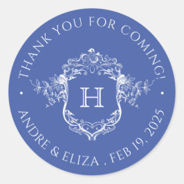 ヴィンテージリージェンシーブルーモノグラムクレスト結婚ズ ラウンドシール