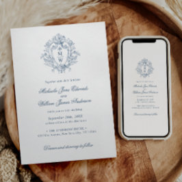 ヴィンテージリージェンシーモノグラムクレストノンフォト結婚ズ 招待状