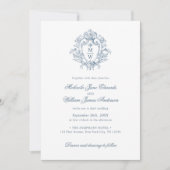 ヴィンテージリージェンシーモノグラムクレストノンフォト結婚ズ 招待状 (正面)