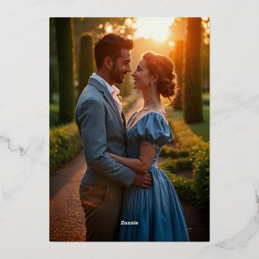 ヴィンテージリージェンシーモノグラムクレストフォト結婚ズ 箔招待状 (裏面)