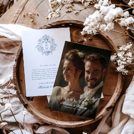 ヴィンテージリージェンシーモノグラムクレスト&フォト結婚ズ サンキューカード