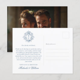 ヴィンテージリージェンシーモノグラム結婚クレストありがとう ポストカード