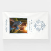 ヴィンテージリージェンシーモノグラム結婚クレストウェルカム 横断幕 (横)