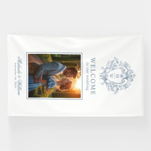 ヴィンテージリージェンシーモノグラム結婚クレストウェルカム 横断幕 (横)