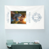 ヴィンテージリージェンシーモノグラム結婚クレストウェルカム 横断幕 (トレードショー)