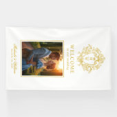 ヴィンテージリージェンシーモノグラム結婚クレストウェルカム 横断幕 (横)