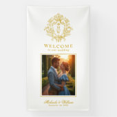 ヴィンテージリージェンシーモノグラム結婚クレストウェルカム 横断幕 (縦)