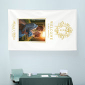 ヴィンテージリージェンシーモノグラム結婚クレストウェルカム 横断幕 (トレードショー)