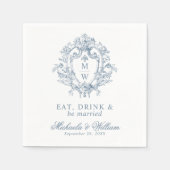 ヴィンテージリージェンシーモノグラム結婚クレストカスタムの文字 スタンダードカクテルナプキン (正面)