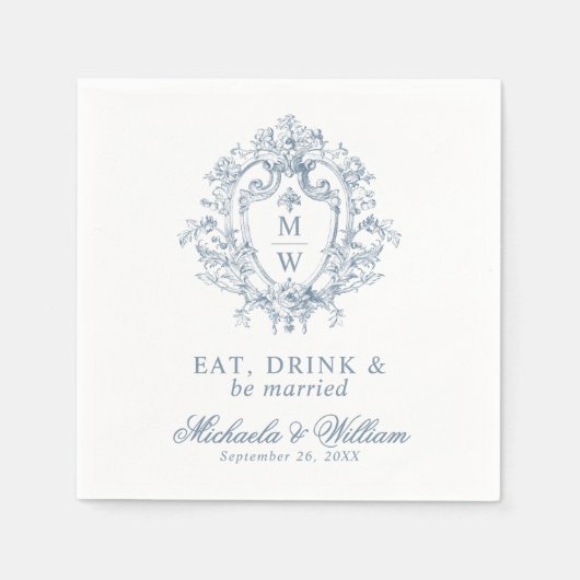 ヴィンテージリージェンシーモノグラム結婚クレストカスタムの文字 スタンダードカクテルナプキン (正面)