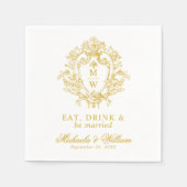 ヴィンテージリージェンシーモノグラム結婚クレストカスタムの文字 スタンダードカクテルナプキン (正面)