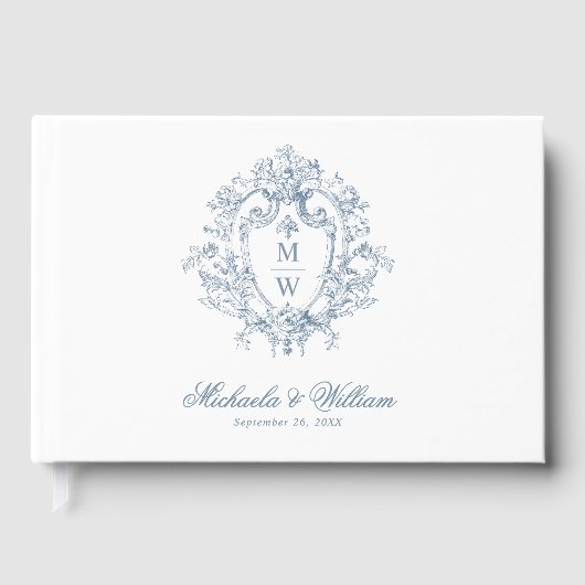 ヴィンテージリージェンシーモノグラム結婚クレスト ゲストブック (正面)