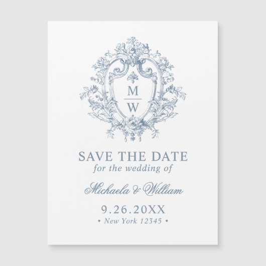 ヴィンテージリージェンシー結婚モノグラムの日付マグネット (正面)