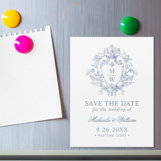 ヴィンテージリージェンシー結婚モノグラムの日付マグネット