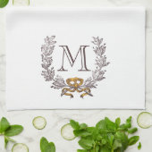 ヴィンテージリースパーソナライズされたモノグラムイニシャル茶 キッチンタオル (折り畳み)