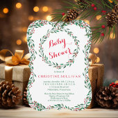 ヴィンテージリースベリークリスマスベビーシャワー 招待状