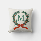 ヴィンテージリース及びイニシャルクリスマス枕 クッション (正面)