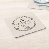 ヴィンテージリース新着ギフトパーソナライズされたモノグラム スクエアペーパーコースター (アングル)