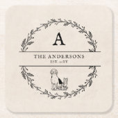 ヴィンテージリース新着ギフトパーソナライズされたモノグラム スクエアペーパーコースター (正面)