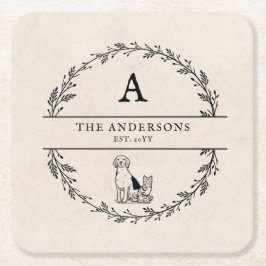 ヴィンテージリース新着ギフトパーソナライズされたモノグラム スクエアペーパーコースター