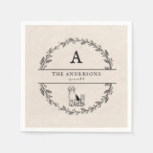 ヴィンテージリース結婚モノグラパーソナライズされたム スタンダードカクテルナプキン (正面)