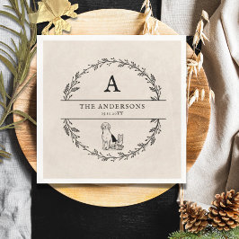 ヴィンテージリース結婚モノグラパーソナライズされたム スタンダードカクテルナプキン